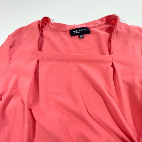 Jones New York Signature, Size XL Coral Top, Square Neckp - Picture 3 of 6